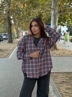 Сорочка оверсайз в клітинку "Lumberjack" рожева 190 фото