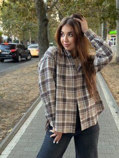 Сорочка оверсайз в клітинку "Lumberjack" бежева 193 фото