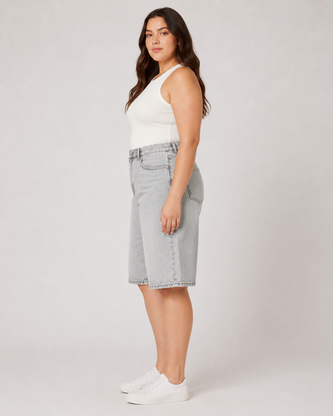 Жіночі джинсові шорти plus size сірі 4009S фото