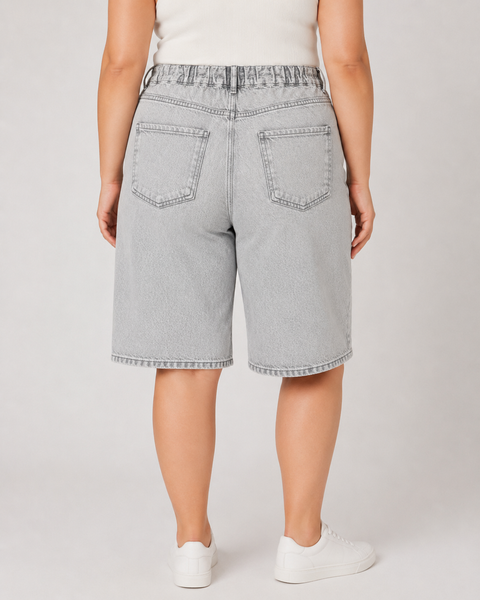 Жіночі джинсові шорти plus size сірі 4009S фото