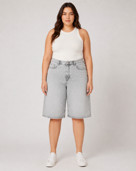 Жіночі джинсові шорти plus size сірі 4009S фото