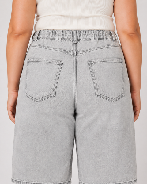 Жіночі джинсові шорти plus size сірі 4009S фото